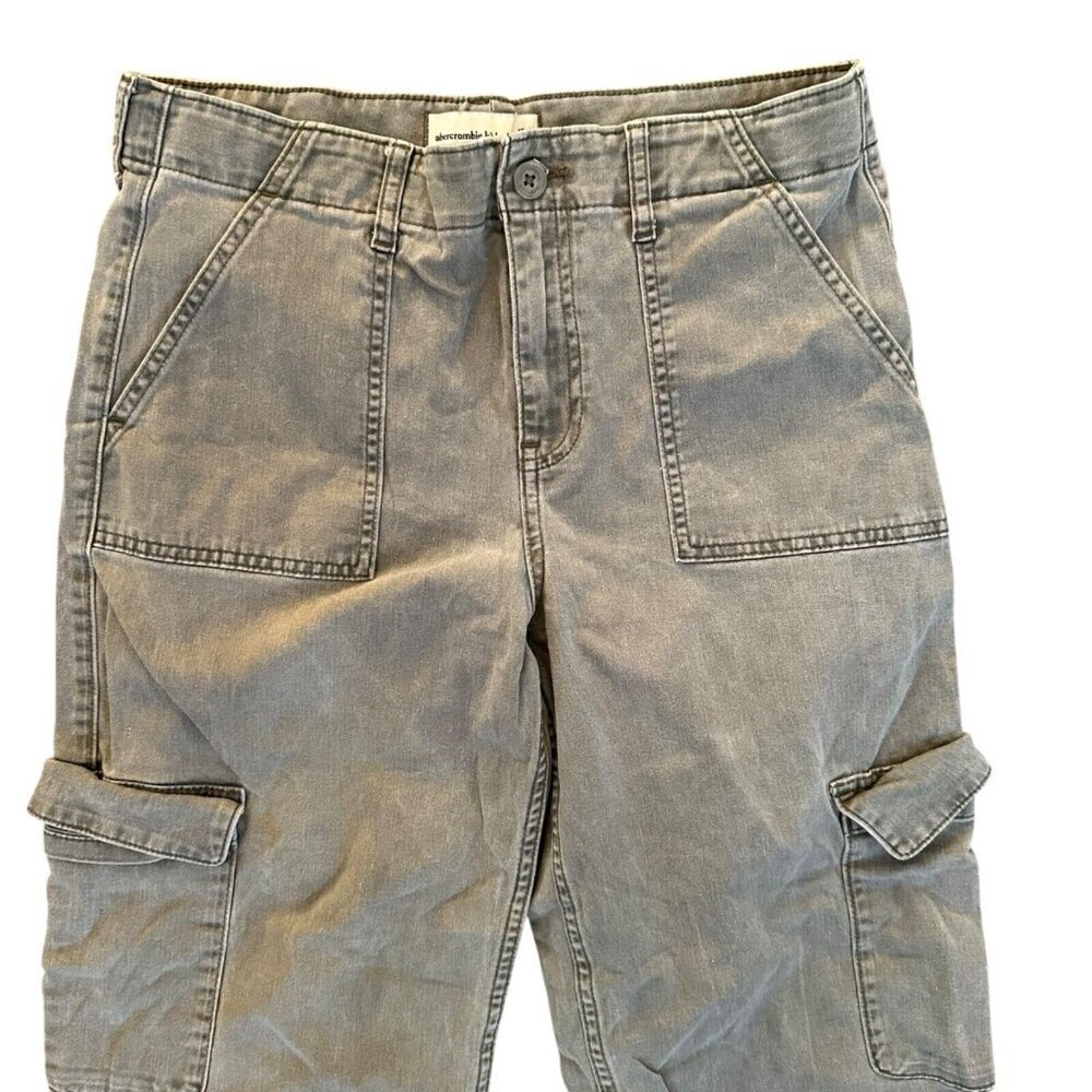 Abercrombie Kids Cargo Pants Green Wide Leg Pockets Girls Size 17/18 - Picture 9 of 10